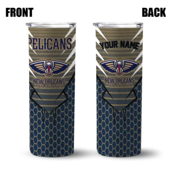 customized new orleans pelicans chevron stripes navy skinny tumbler fashion forward.webp