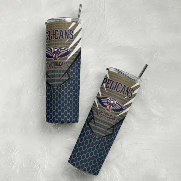 customized new orleans pelicans chevron stripes navy skinny tumbler top rated.webp