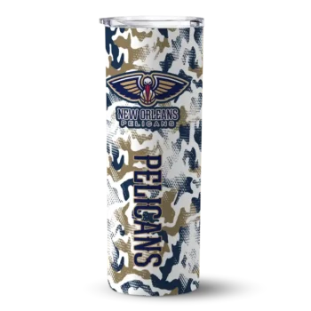 customized new orleans pelicans claw marks navy white skinny tumbler best selling 1.webp