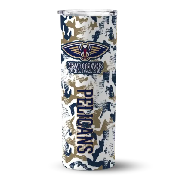 customized new orleans pelicans claw marks navy white skinny tumbler best selling 1.webp