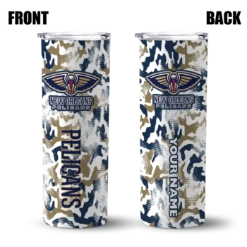 customized new orleans pelicans claw marks navy white skinny tumbler fashion forward.webp