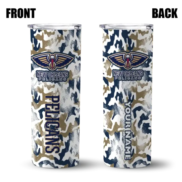 customized new orleans pelicans claw marks navy white skinny tumbler fashion forward.webp