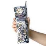 customized new orleans pelicans claw marks navy white skinny tumbler best selling 1.webp