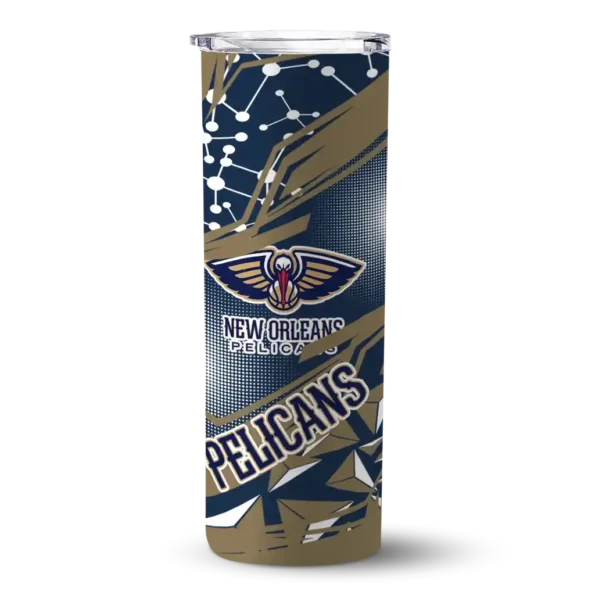 customized new orleans pelicans helmet clash navy skinny tumbler best selling 1.webp