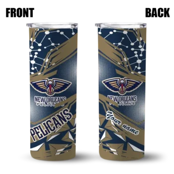 customized new orleans pelicans helmet clash navy skinny tumbler fashion forward.webp