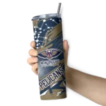 customized new orleans pelicans helmet clash navy skinny tumbler best selling 1.webp