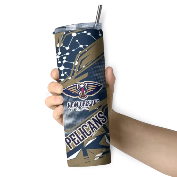 customized new orleans pelicans helmet clash navy skinny tumbler premium grade.webp