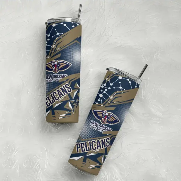 customized new orleans pelicans helmet clash navy skinny tumbler top rated.webp