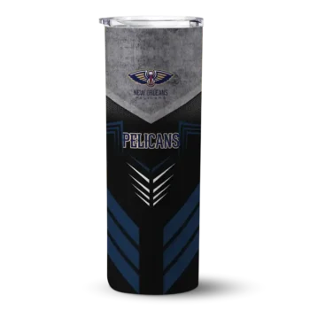 customized new orleans pelicans hexagon honeycomb navy black skinny tumbler best selling 1.webp