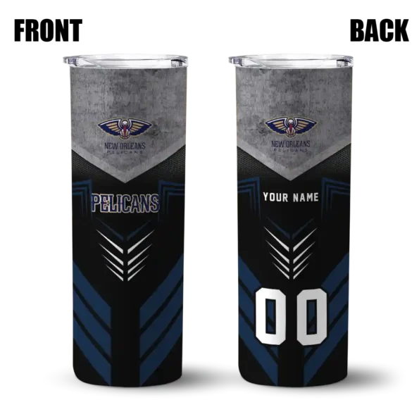 customized new orleans pelicans hexagon honeycomb navy black skinny tumbler fashion forward.webp