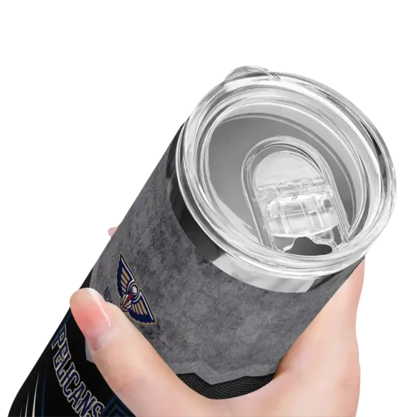 customized new orleans pelicans hexagon honeycomb navy black skinny tumbler high quality.webp