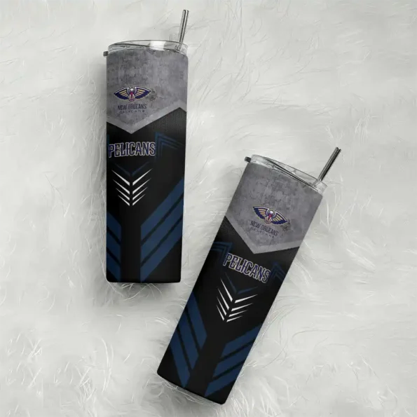 customized new orleans pelicans hexagon honeycomb navy black skinny tumbler top rated.webp