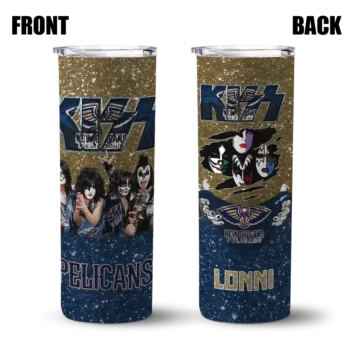 customized new orleans pelicans kiss band gold skinny tumbler fashion forward.webp