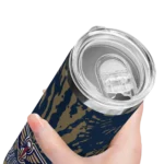 customized new orleans pelicans metallic grid navy skinny tumbler best selling 1.webp