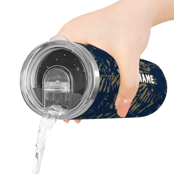 customized new orleans pelicans metallic grid navy skinny tumbler latest model.webp