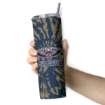 customized new orleans pelicans metallic grid navy skinny tumbler best selling 1.webp