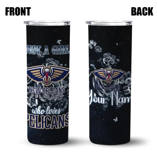 customized new orleans pelicans rose romance navy black skinny tumbler fashion forward.webp