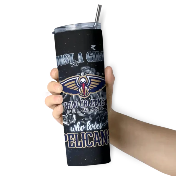 customized new orleans pelicans rose romance navy black skinny tumbler premium grade.webp