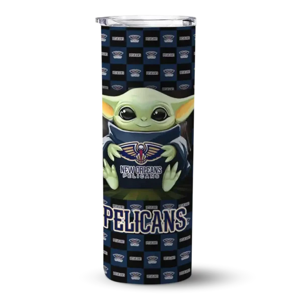 customized new orleans pelicans yoda cozy navy black skinny tumbler best selling 1.webp