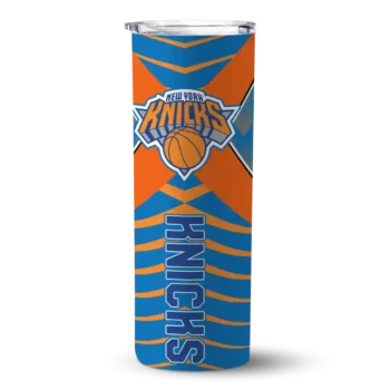 customized new york knicks camo texture blue skinny tumbler best selling 1.webp