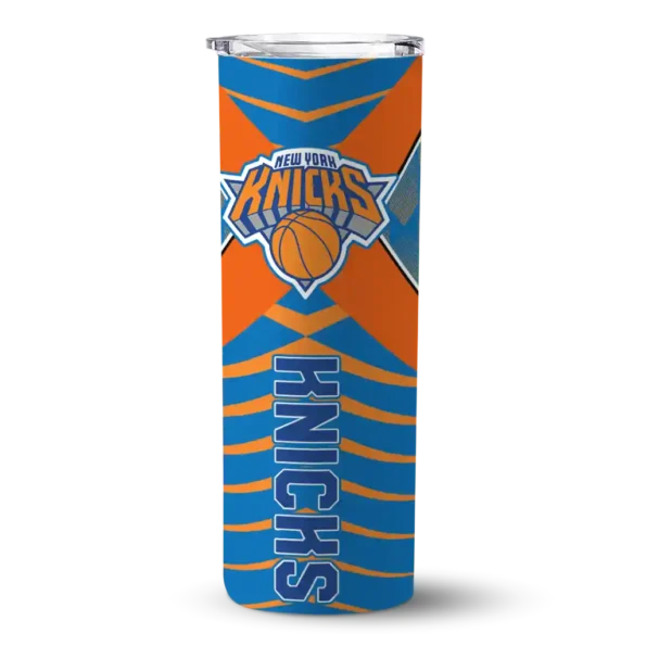 customized new york knicks camo texture blue skinny tumbler best selling 1.webp