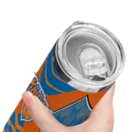 customized new york knicks camo texture blue skinny tumbler best selling 1.webp