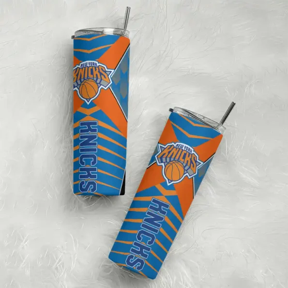 customized new york knicks camo texture blue skinny tumbler top rated.webp