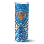 customized new york knicks monogram burst blue white skinny tumbler best selling 1.webp