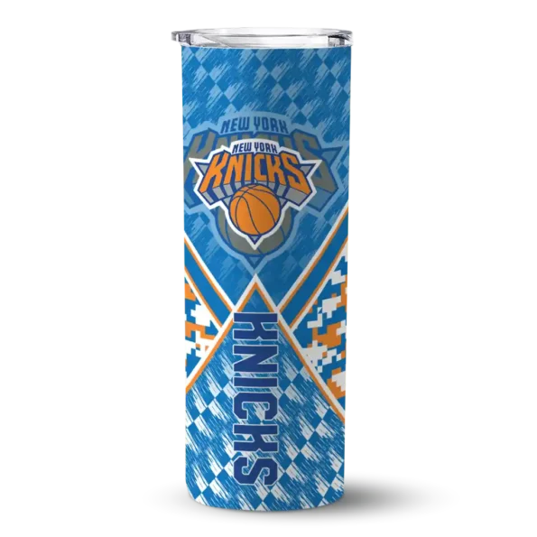 customized new york knicks monogram burst blue white skinny tumbler best selling 1.webp