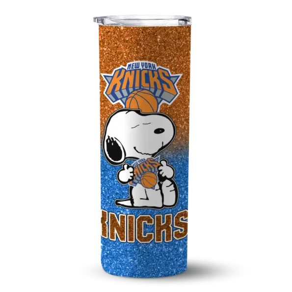 customized new york knicks snoopy attitude blue skinny tumbler best selling 1.webp