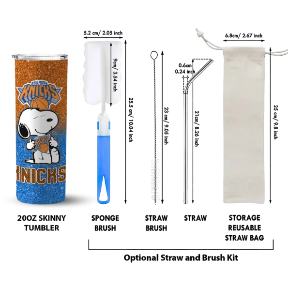 customized new york knicks snoopy attitude blue skinny tumbler new arrival.webp