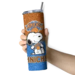 customized new york knicks snoopy attitude blue skinny tumbler best selling 1.webp