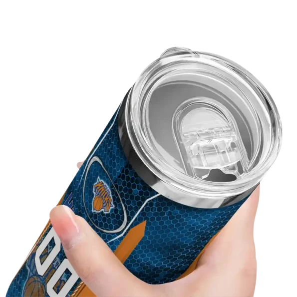 customized new york knicks stacked diamond blue skinny tumbler high quality.webp