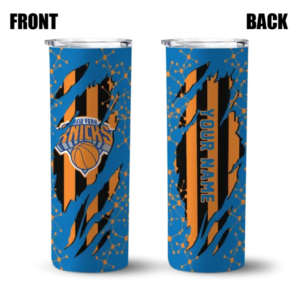 customized new york knicks star pop blue black skinny tumbler fashion forward.webp