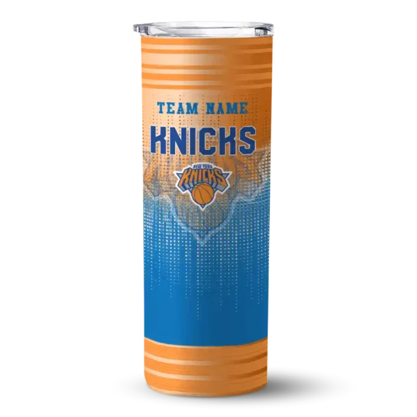 customized new york knicks swirl texture blue skinny tumbler best selling 1.webp