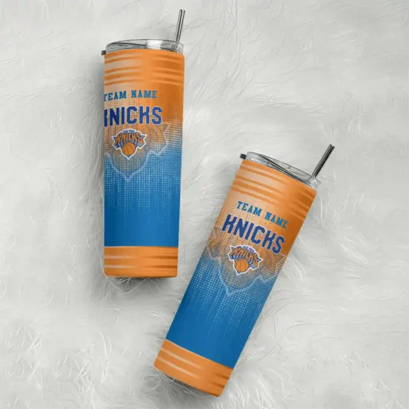 customized new york knicks swirl texture blue skinny tumbler top rated.webp