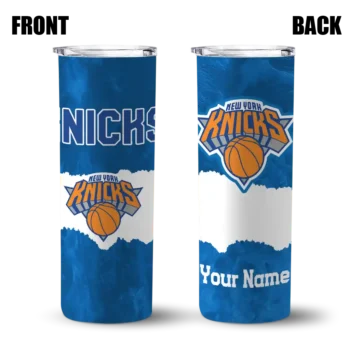 customized new york knicks torn band blue white skinny tumbler fashion forward.webp