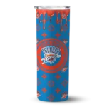customized oklahoma city thunder camo streak blue skinny tumbler best selling 1.webp