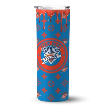 customized oklahoma city thunder camo streak blue skinny tumbler best selling 1.webp