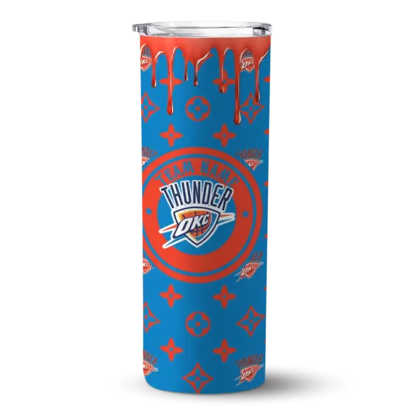 customized oklahoma city thunder camo streak blue skinny tumbler best selling 1.webp