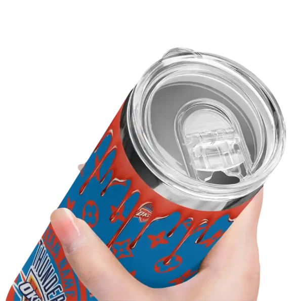 customized oklahoma city thunder camo streak blue skinny tumbler high quality.webp