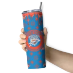customized oklahoma city thunder camo streak blue skinny tumbler best selling 1.webp