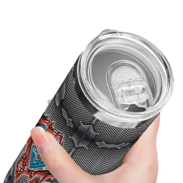customized oklahoma city thunder chevron v blue gray skinny tumbler high quality.webp