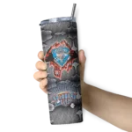 customized oklahoma city thunder chevron v blue gray skinny tumbler best selling 1.webp
