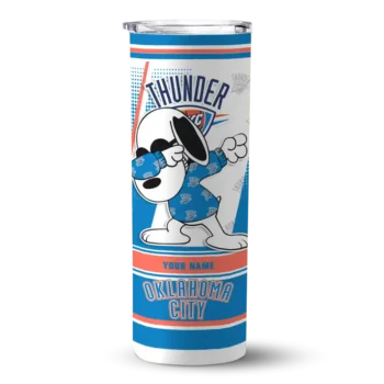 customized oklahoma city thunder snoopy dog blue white skinny tumbler best selling 1.webp