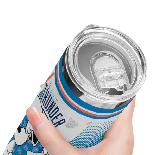 customized oklahoma city thunder snoopy dog blue white skinny tumbler high quality.webp