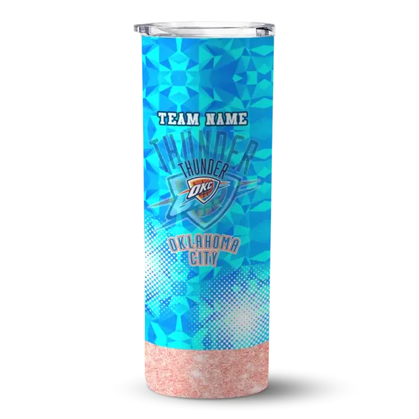 customized oklahoma city thunder starburst tiles blue skinny tumbler best selling 1.webp