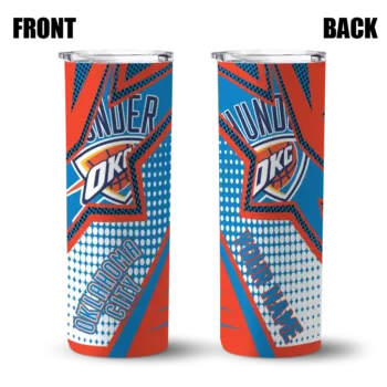 customized oklahoma city thunder web stripes blue white skinny tumbler fashion forward.webp