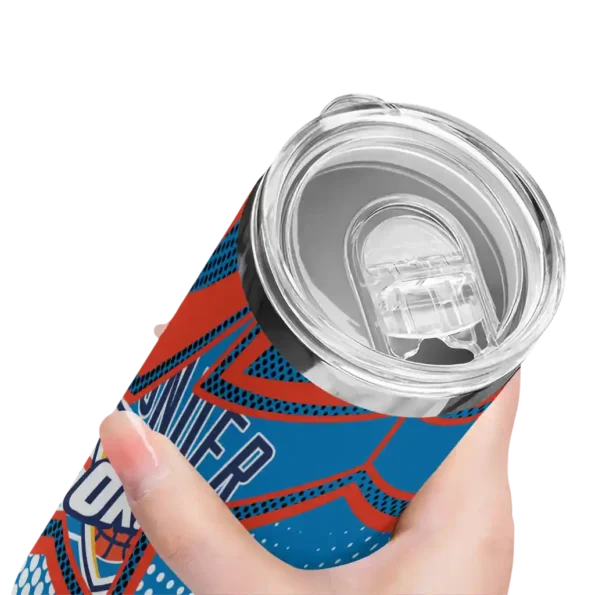 customized oklahoma city thunder web stripes blue white skinny tumbler high quality.webp