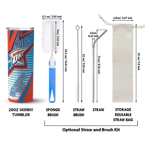 customized oklahoma city thunder web stripes blue white skinny tumbler new arrival.webp